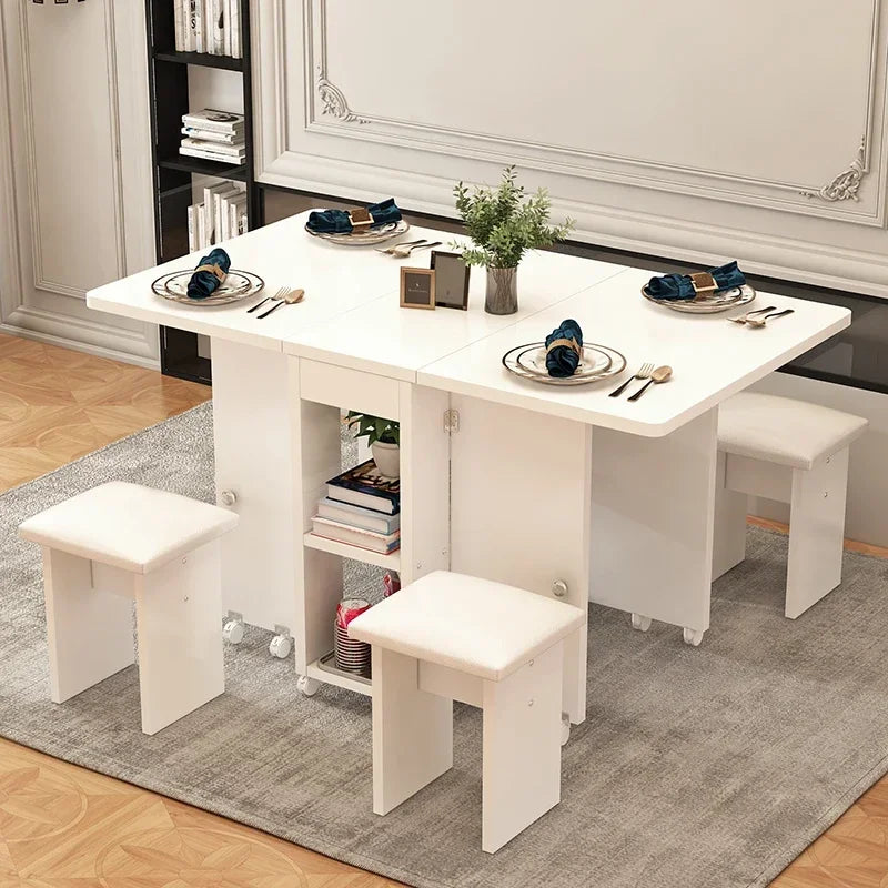 Italian Luxury Dining Table Set – Folding Table with 4 Stylish Chairs