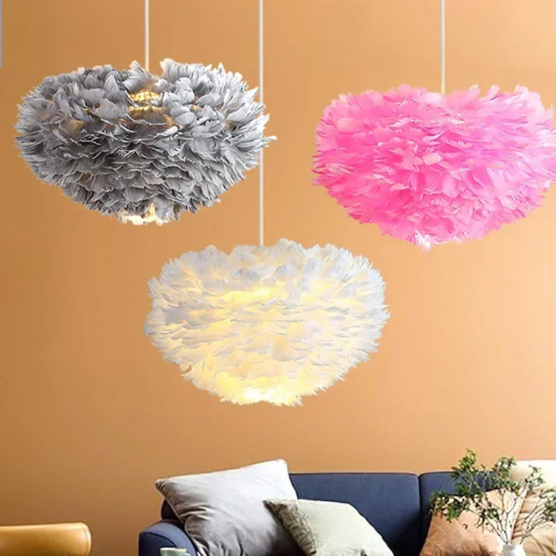 Chic Feather Chandelier Warm and Cozy Nordic Lighting for Homes and Coffee Shops