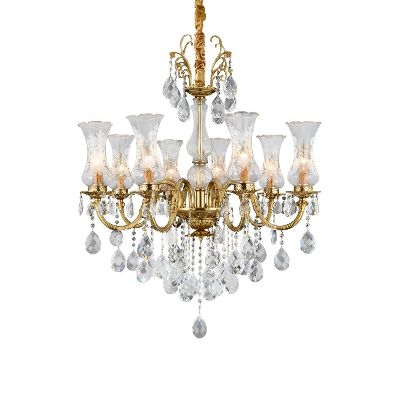 French Style Brass Crystal LED Chandelier Luxury Lighting for Elegant Spaces