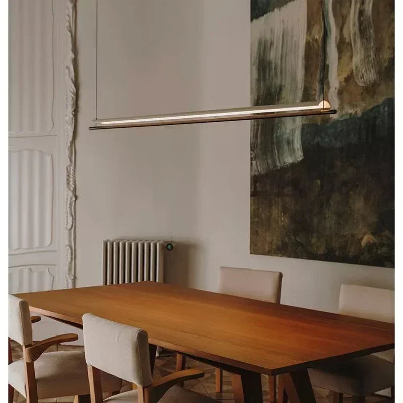 long strip LED chandelier Perfect for offices, living rooms, and dining areas, adding a sleek, contemporary touch