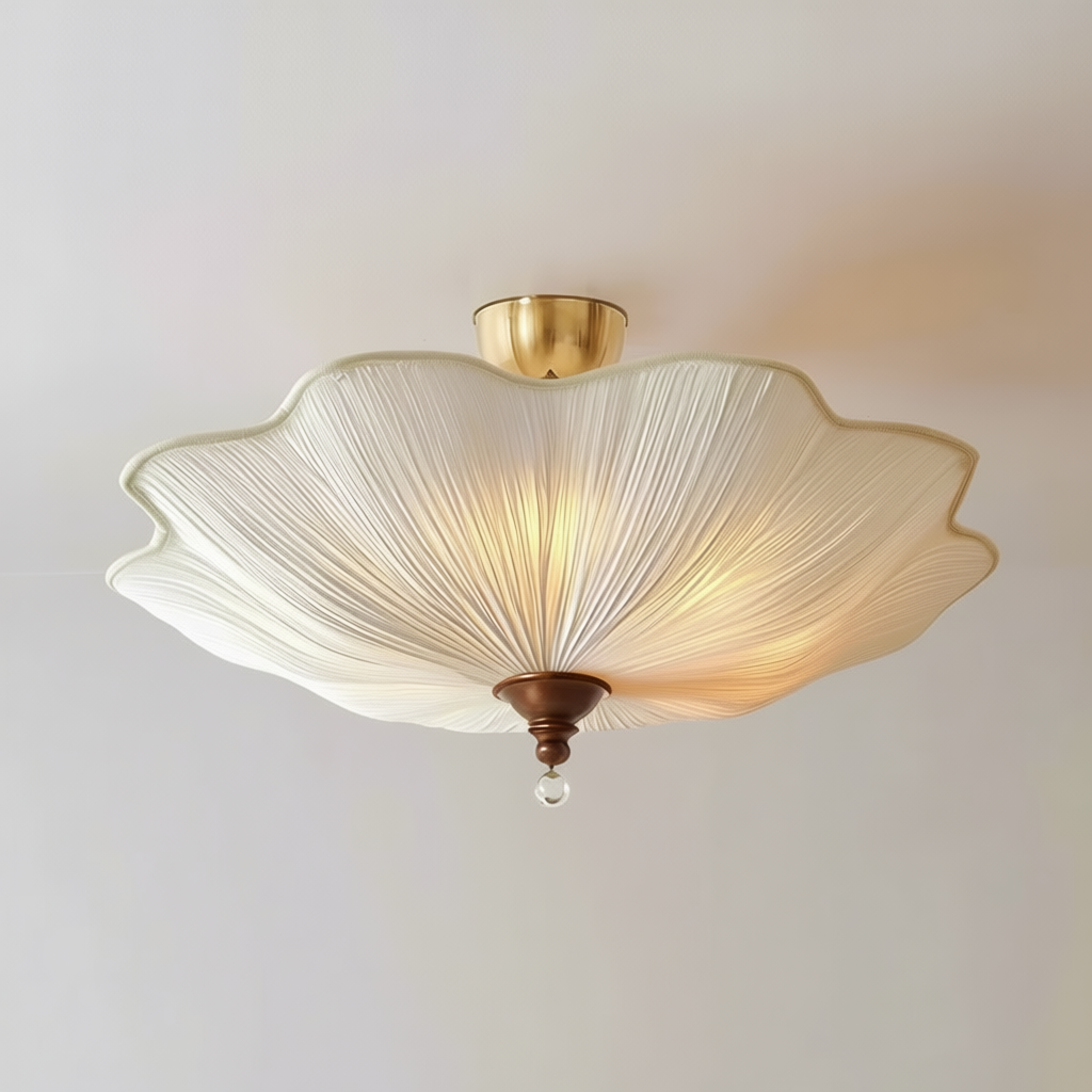 French Retro Lotus Leaf Hanging Lamp for Living Room & Bedroom