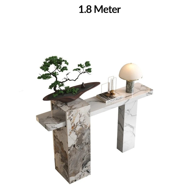 Premium Decorative Marble & Ash Wood Console Table For Foyer, Hallway, Entryway Decor
