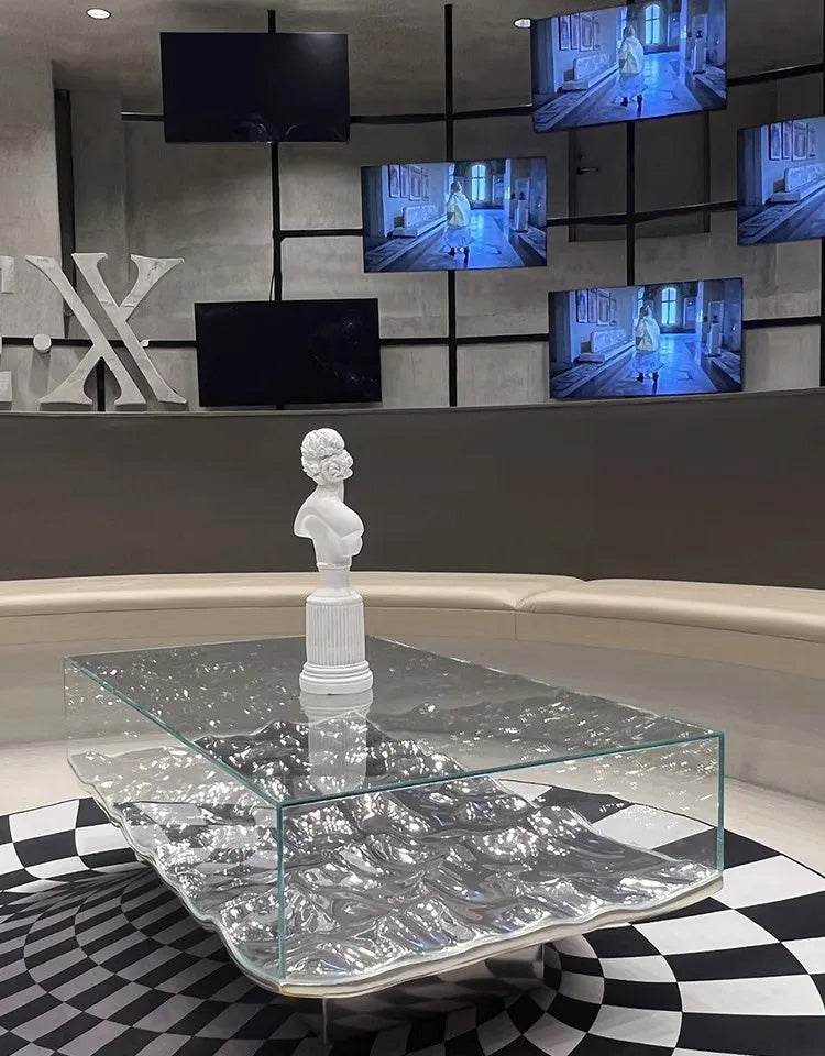Wavy Edge Transparent Table Water Ripple Effect for Ultra Modern Interiors
