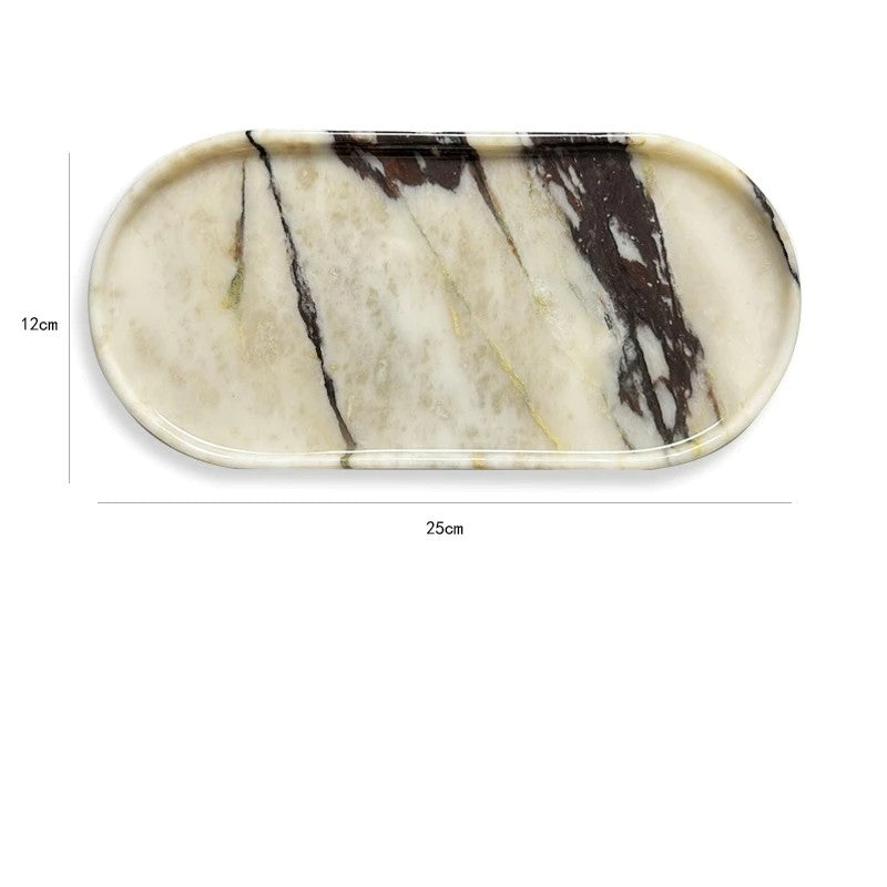 Luxury Marble Bathroom Tray Elegant Natural Stone Vanity & Cosmetic Organizer