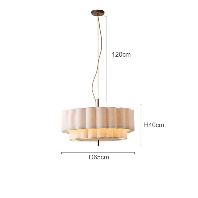 Wabi Sabi Fabric Chandelier Elegant Hanging Lamp for Modern Living & Bedroom Spaces