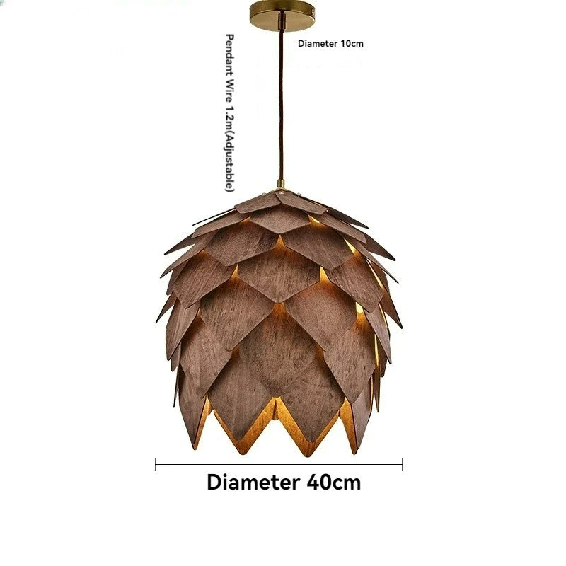 Wooden Pine Cone Chandelier Famous Art Light for Luxury Cafés & Dining Spaces