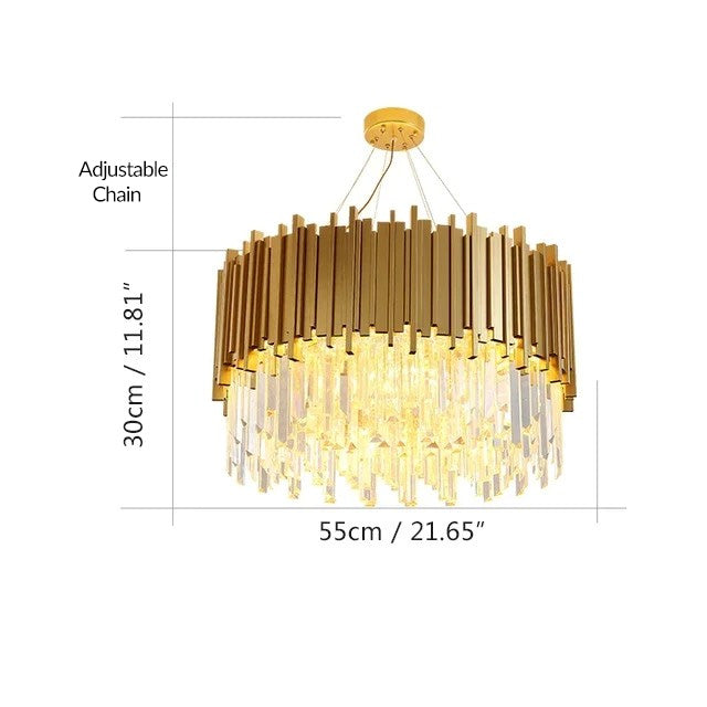 Modern Gold & Black Crystal Chandelier LED Pendant Light for Living Room & Hotel Elegance