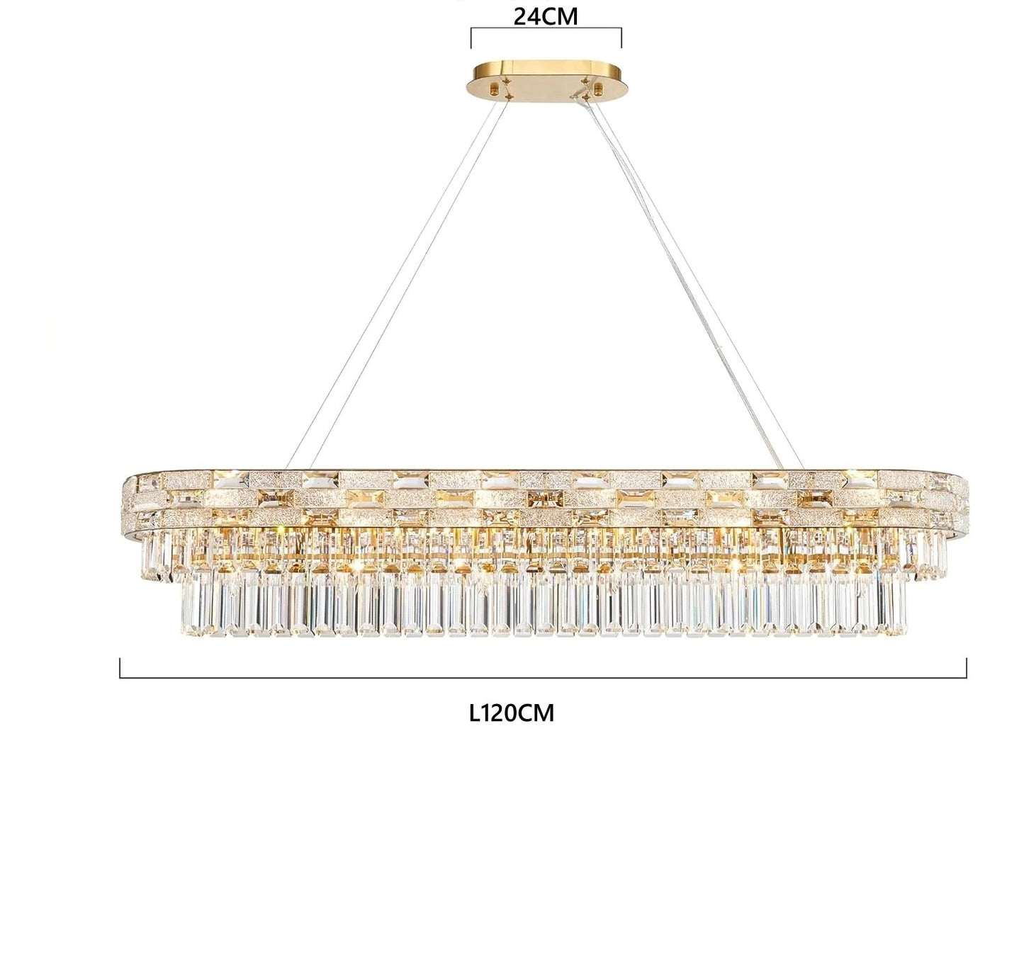 Modern Gold Crystal Chandelier Large LED Pendant Light Perfect for Dining Rooms & Living Spaces