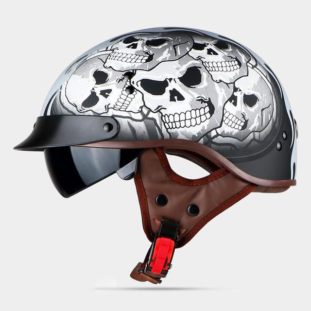 Skull Design Open Face Helmet for Bikers