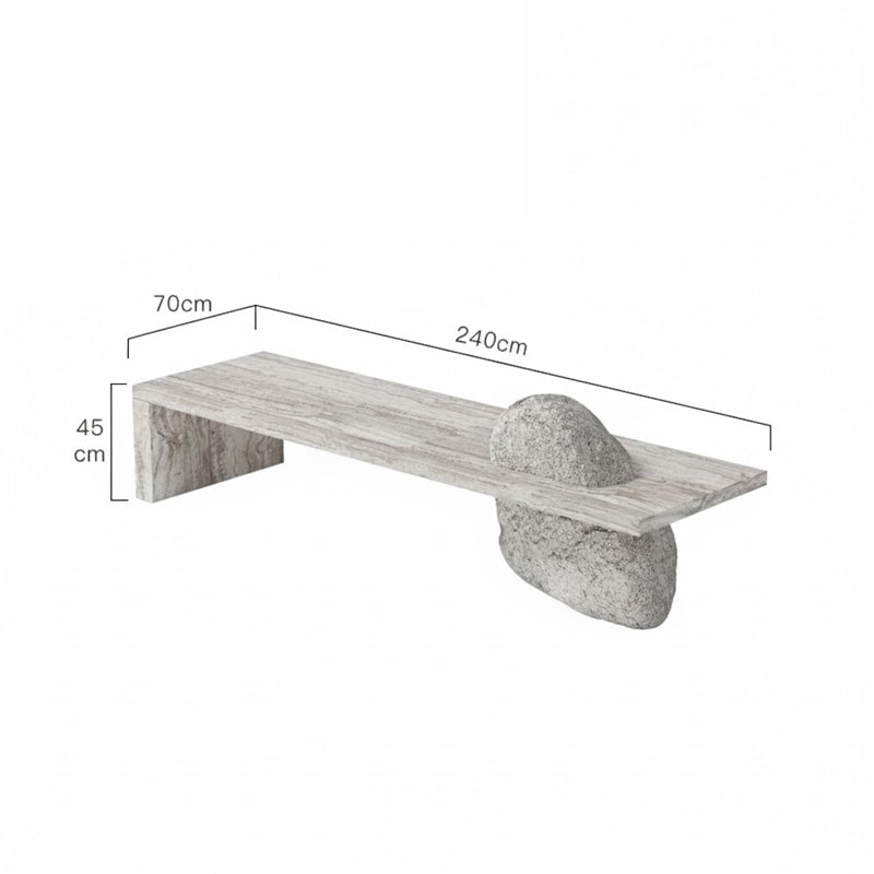 Wabi Sabi Zen Tea Table With Minimalist Marble Desk for Living Room, Office & Meditation Spaces