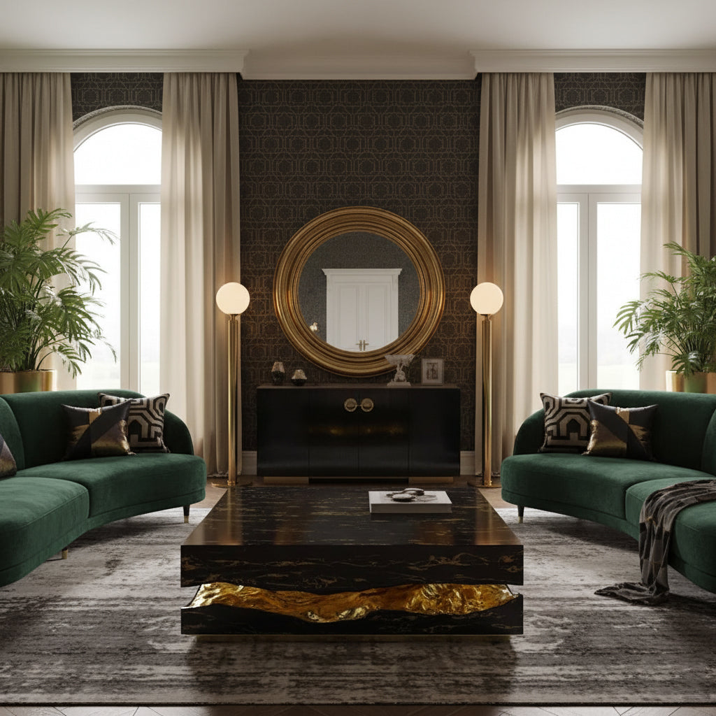 Italian Marble Top Coffee Table with Waterproof Surface for Living Room