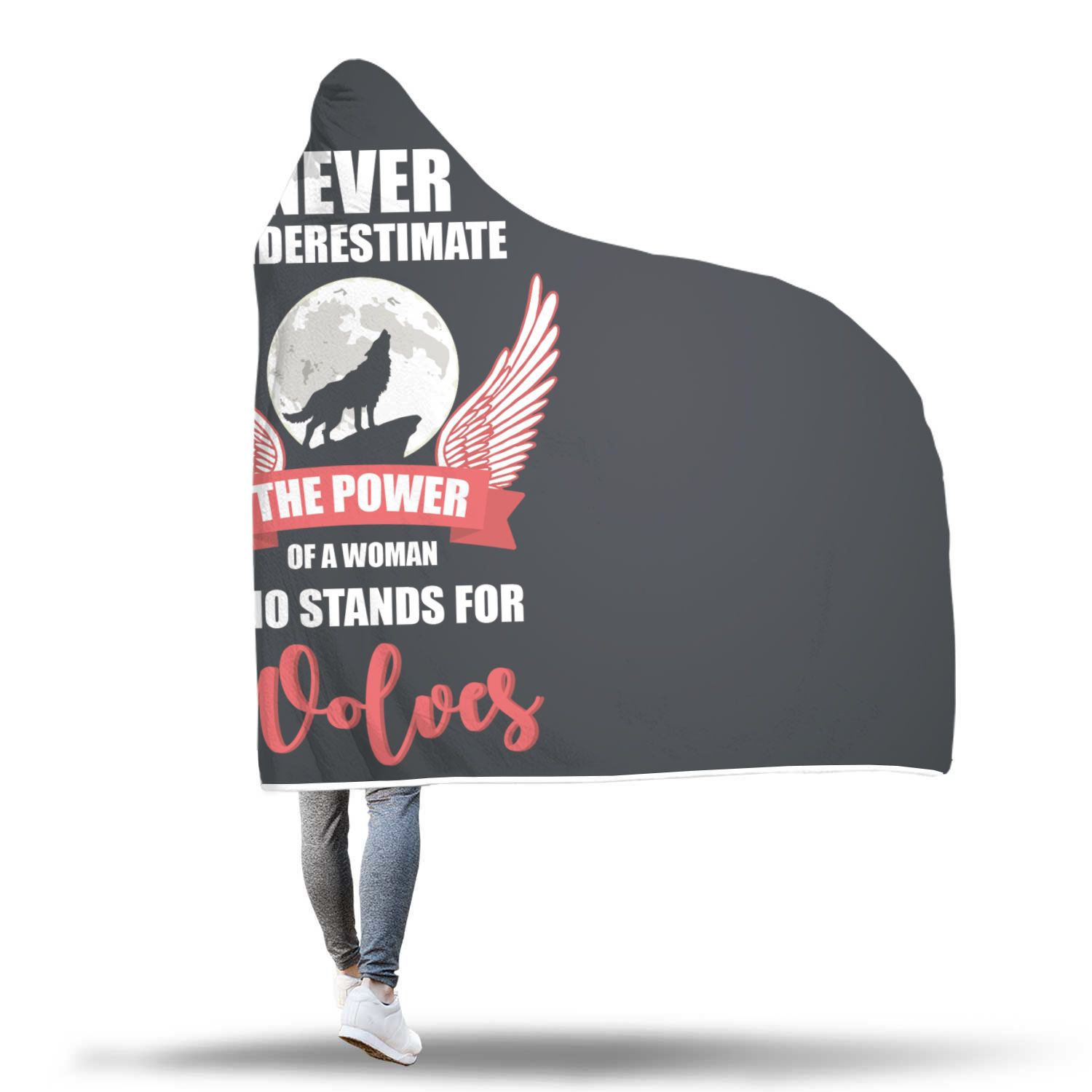 Woman Wolf Lover Hooded Blanket - Perfenq