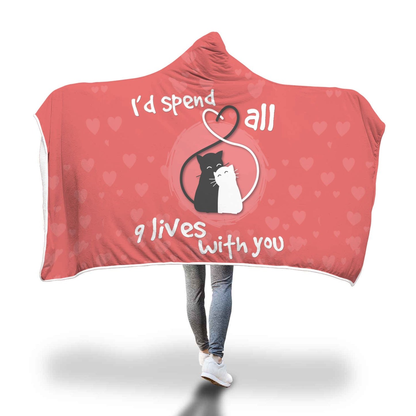 Cat Lovers Hooded Blanket - Perfenq