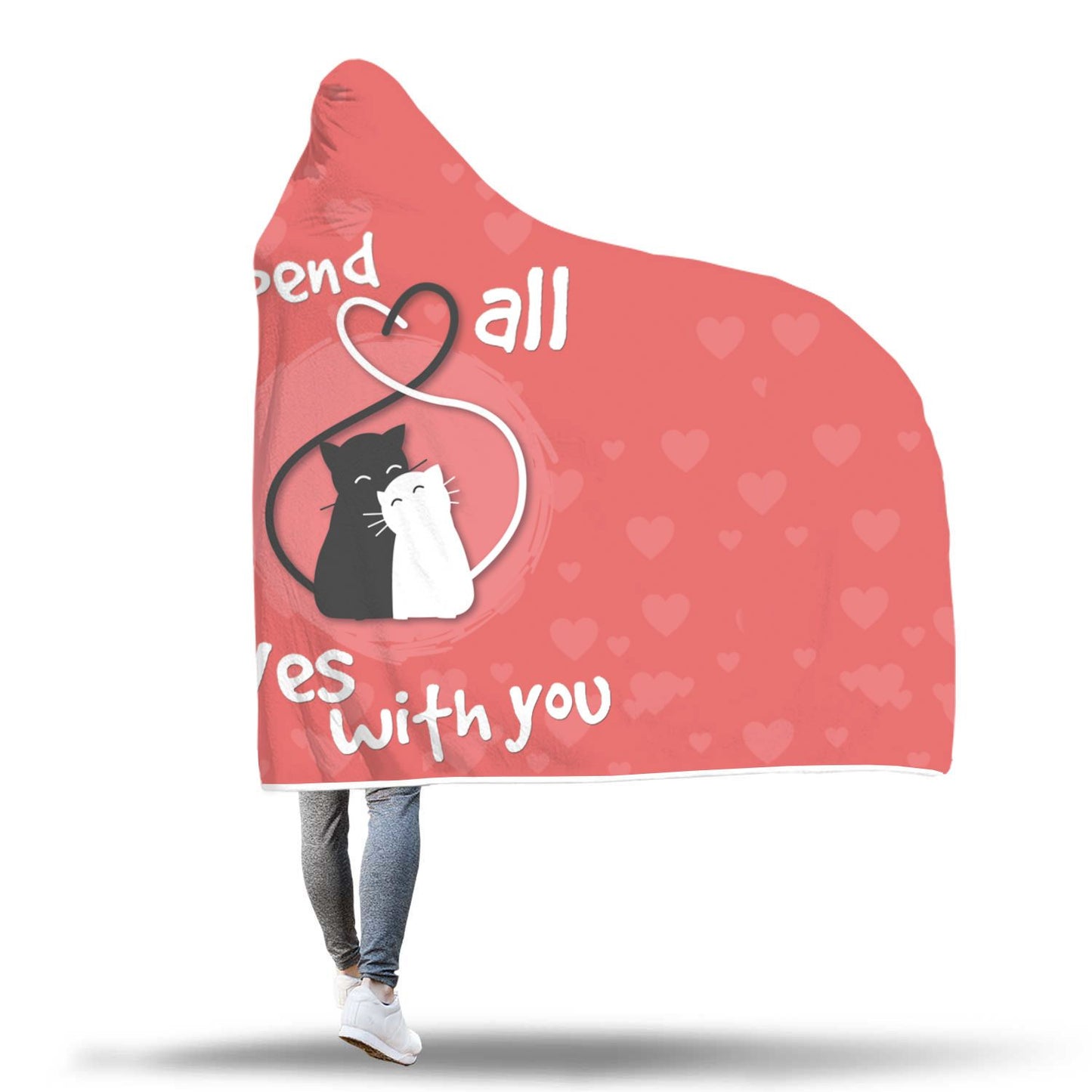 Cat Lovers Hooded Blanket - Perfenq