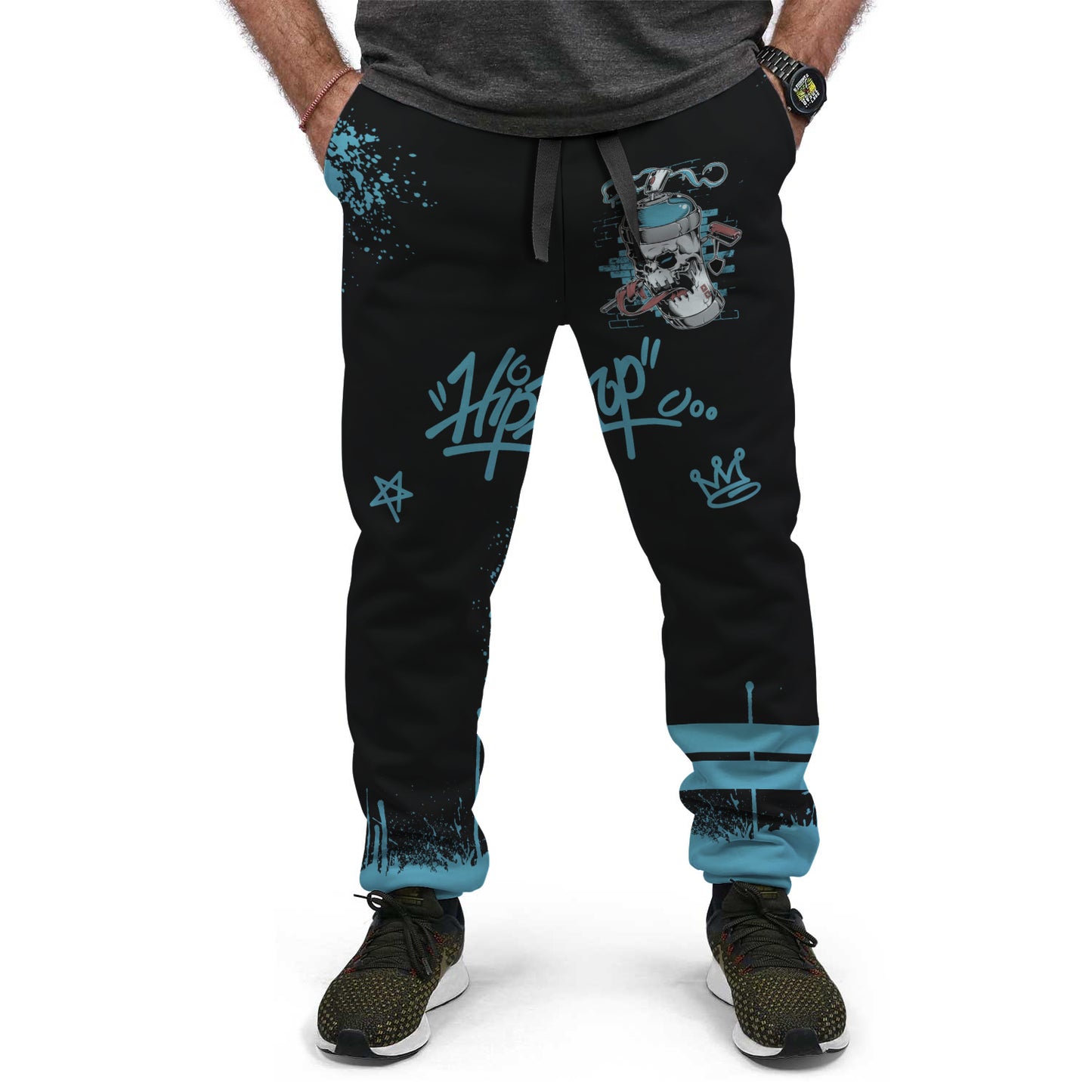 Black & Blue Custom Designed AOP Joggers - Perfenq