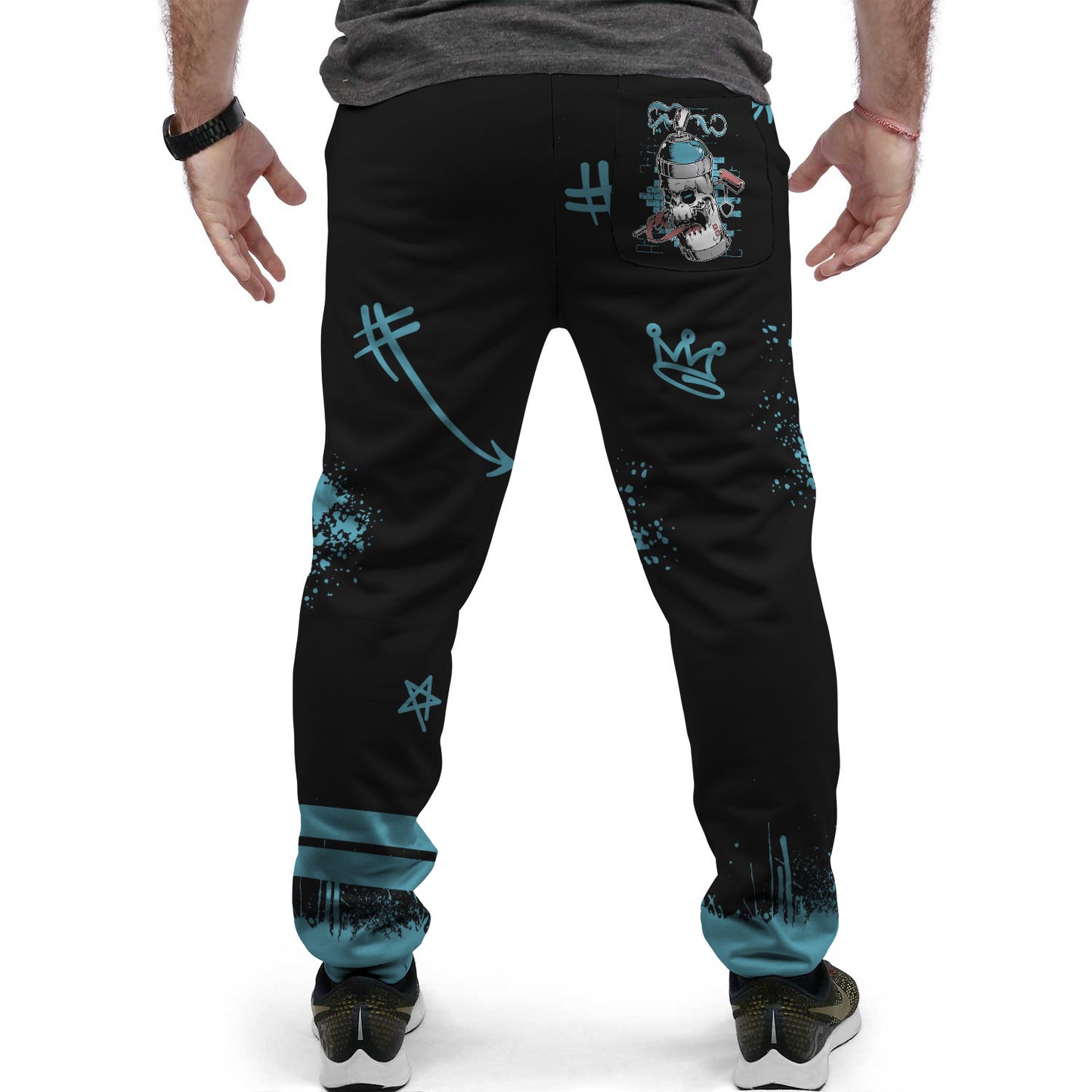 Black & Blue Custom Designed AOP Joggers - Perfenq