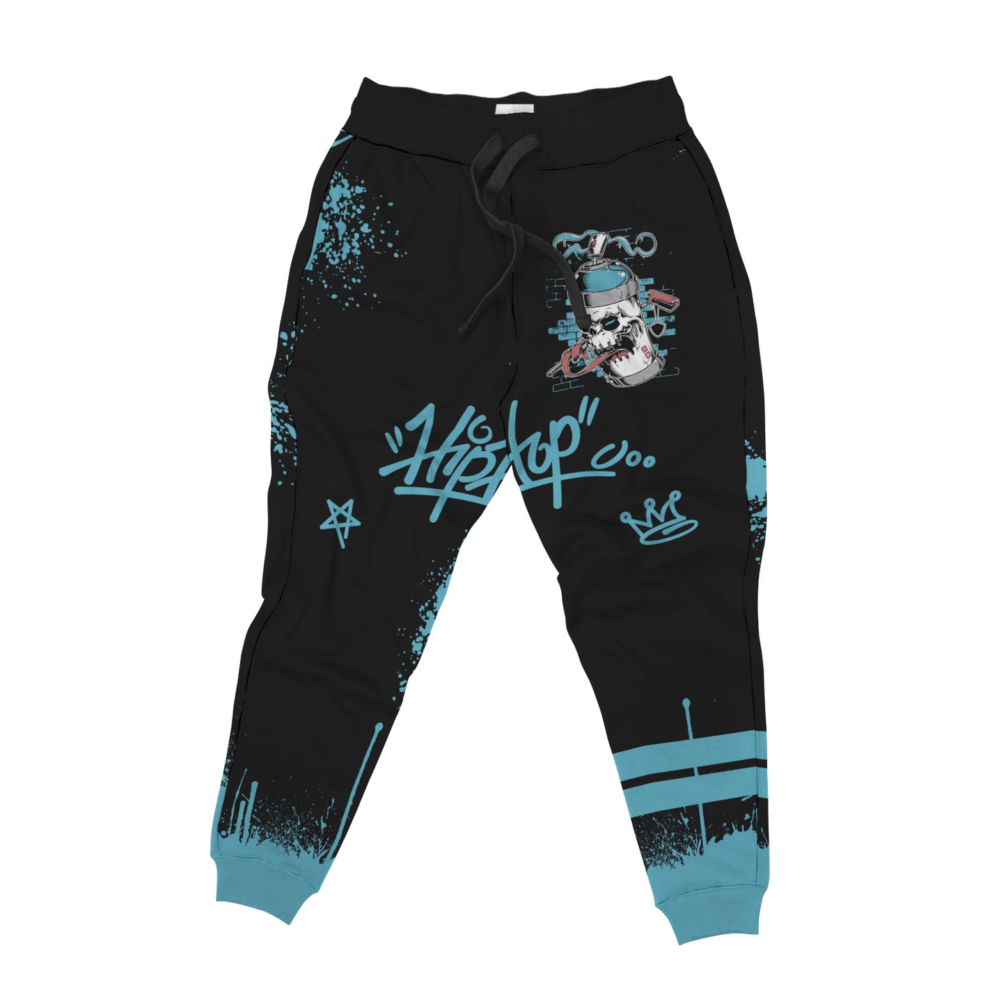 Black & Blue Custom Designed AOP Joggers - Perfenq