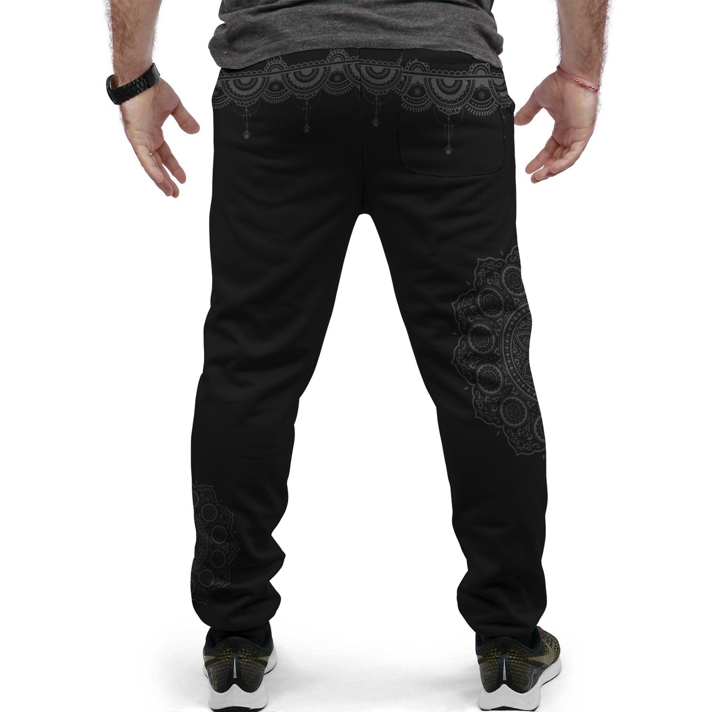 Black Geometry Custom Made Joggers - Perfenq