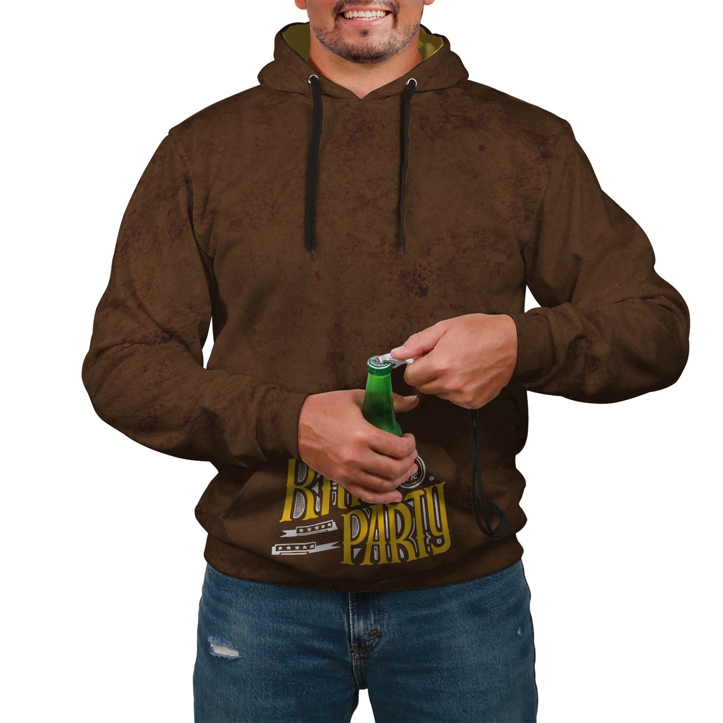 Brown & Yellow Beer Hoodie - Perfenq