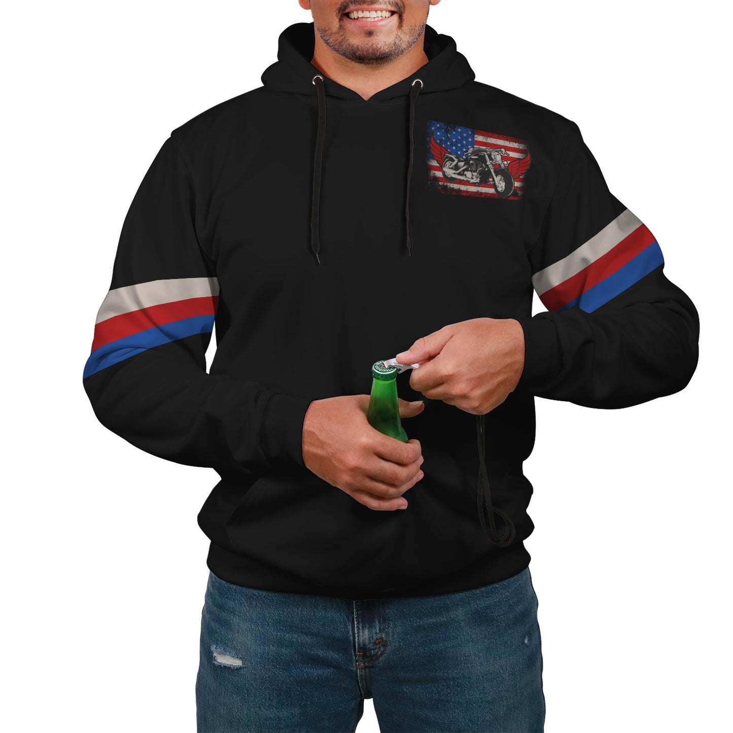 USA Beer Bike Rider Hoodie - Perfenq