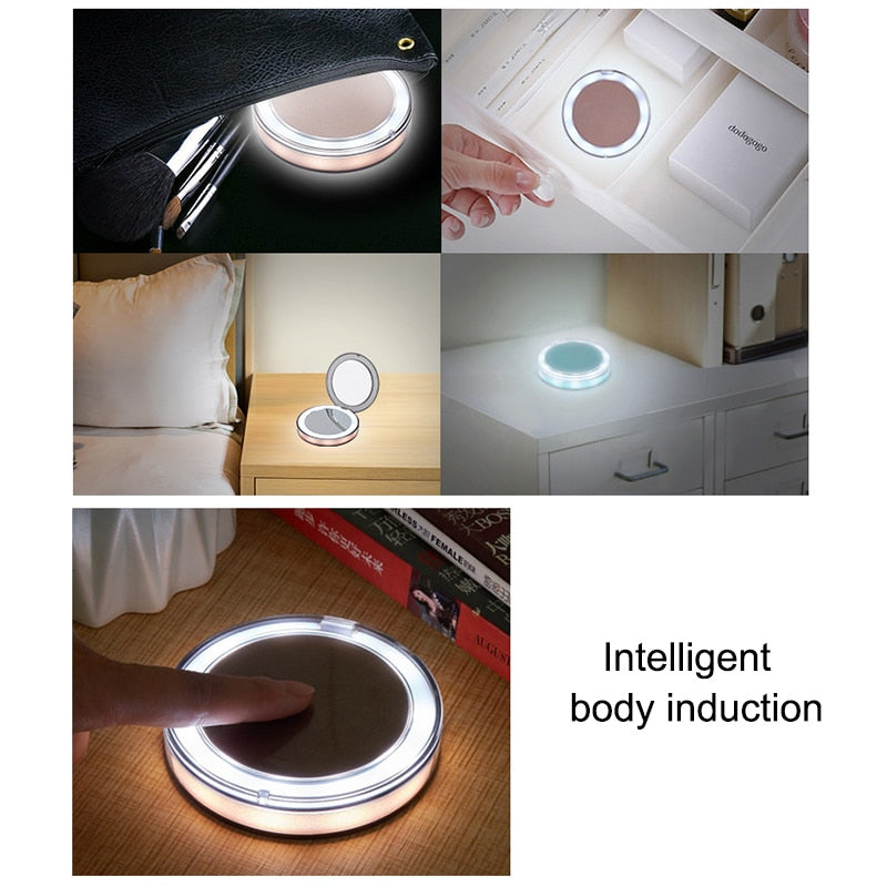 LED Light Portable Makeup Mirror with Sensors - Perfenq