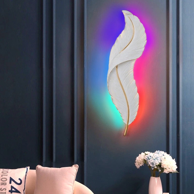 Modern Luxury Feather LED Lights For Wall