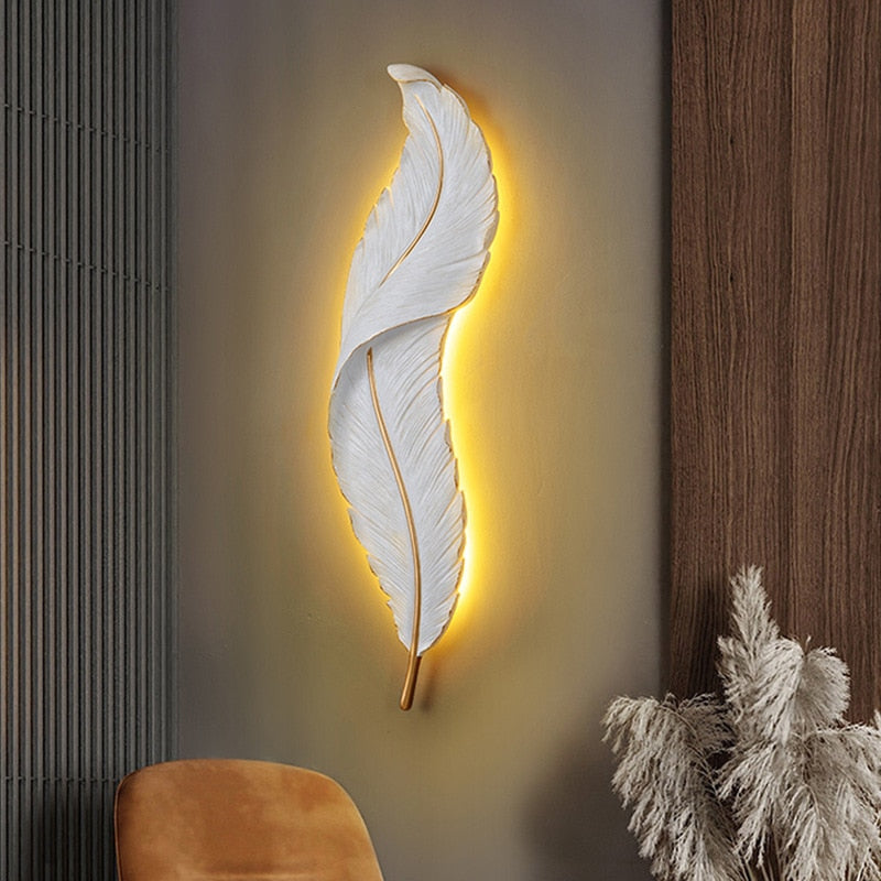 Modern Luxury Feather LED Lights For Wall