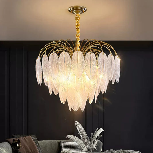 Sleek LED Chandeliers: Nordic Feather Pendant for Dining & Living - Modern Lighting