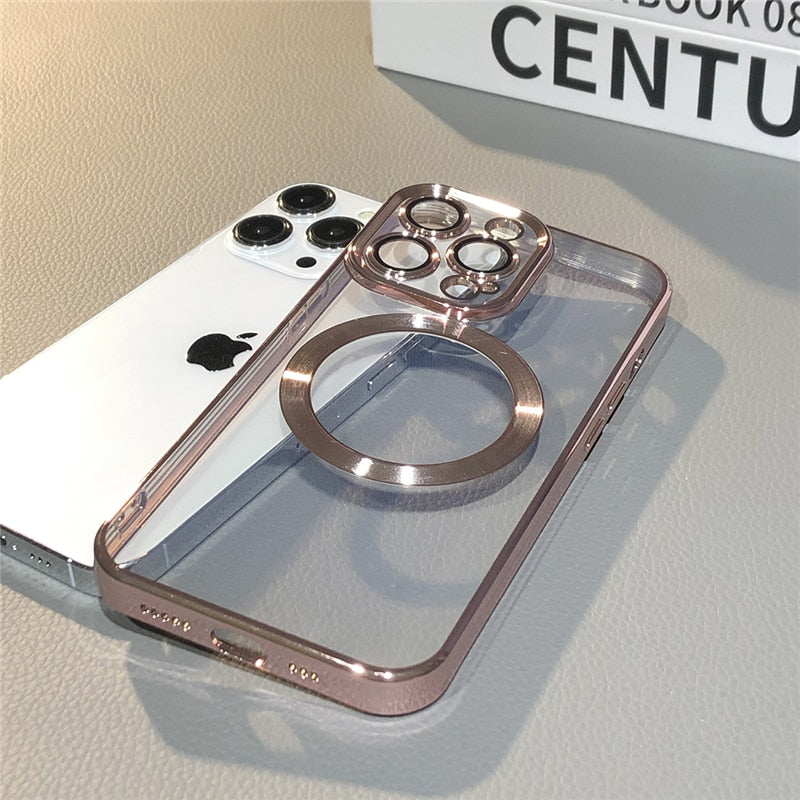 iPhone 16, 16 Pro, 16 Plus, 16 Pro Max And 15 Series Luxury Transparent Case With Magsafe