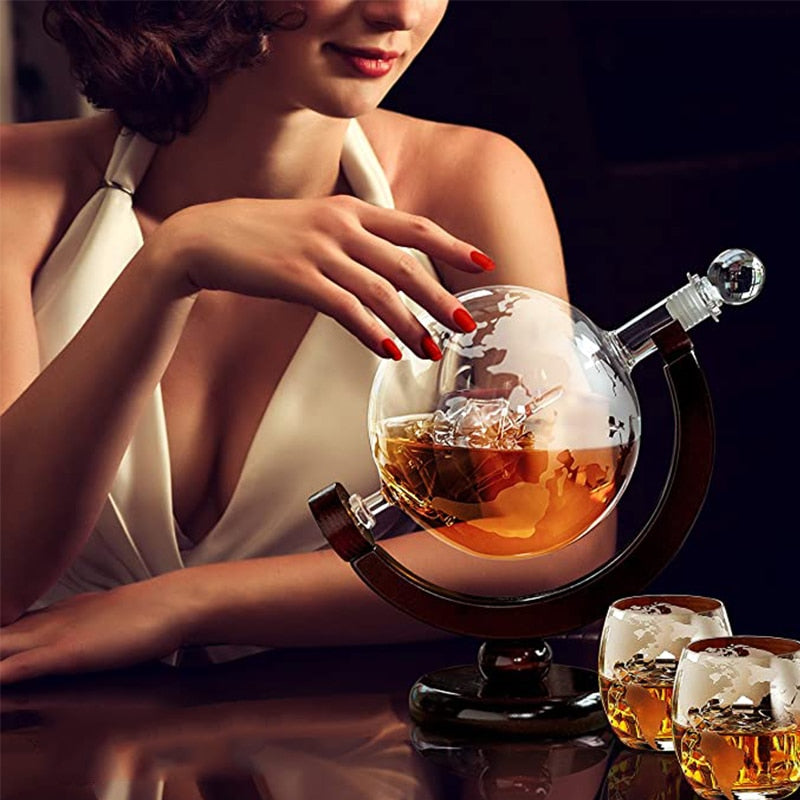 Whiskey Decanter Globe Set