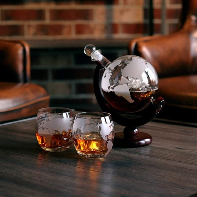Whiskey Decanter Globe Set