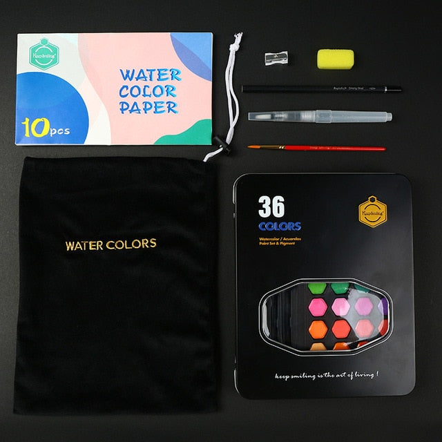 Portable Watercolor Paint Set with 36 Colors (Shiniest Paint Color)