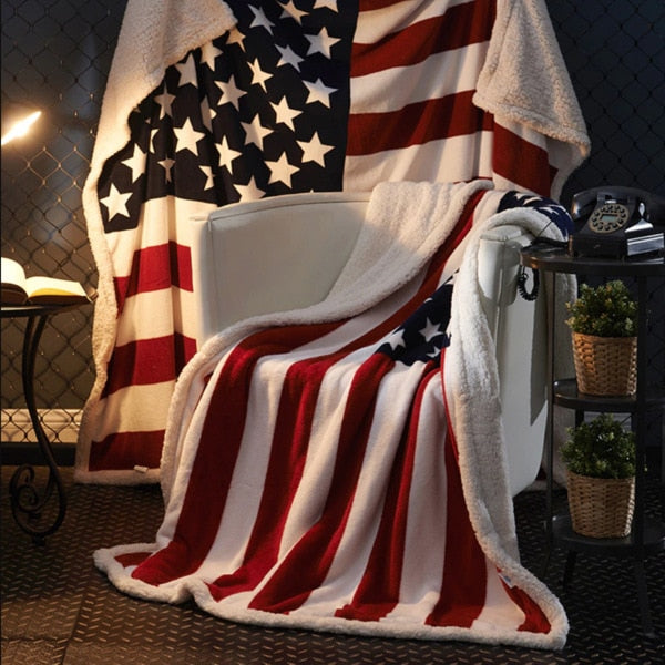 American Flag Sherpa Blanket