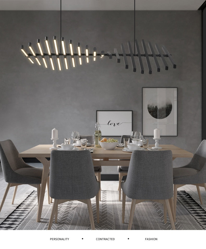Modern LED Chandelier Lighting Nordic Black/White Office Pendant Lamps