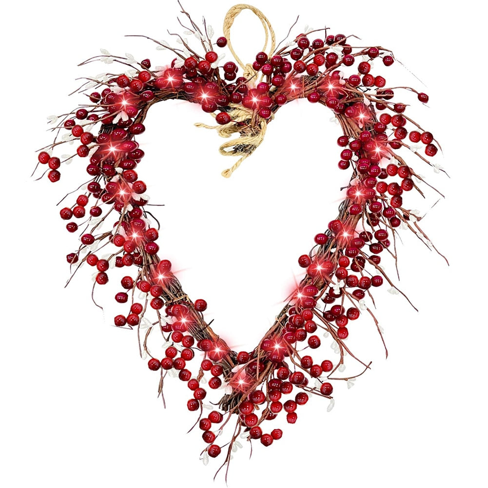 LED Heart Shaped Wreath For Valentines Day