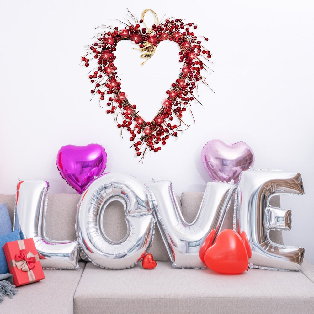 LED Heart Shaped Wreath For Valentines Day