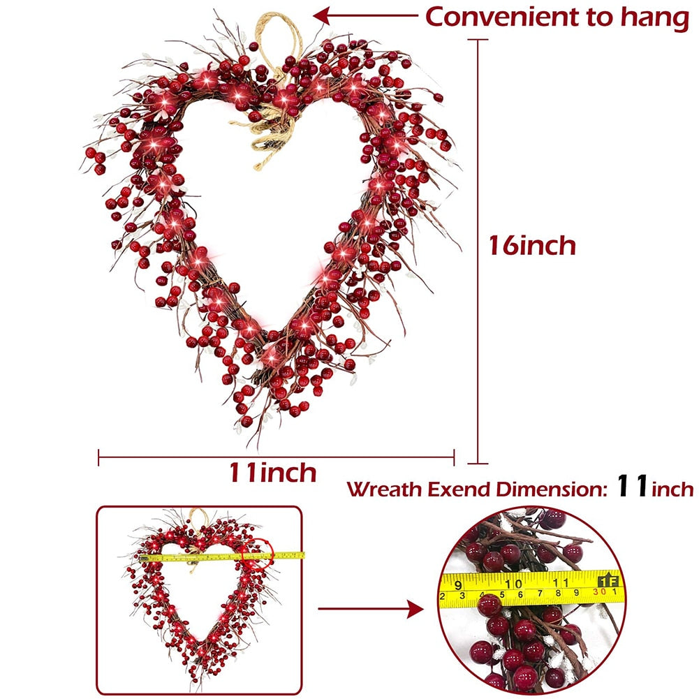LED Heart Shaped Wreath For Valentines Day
