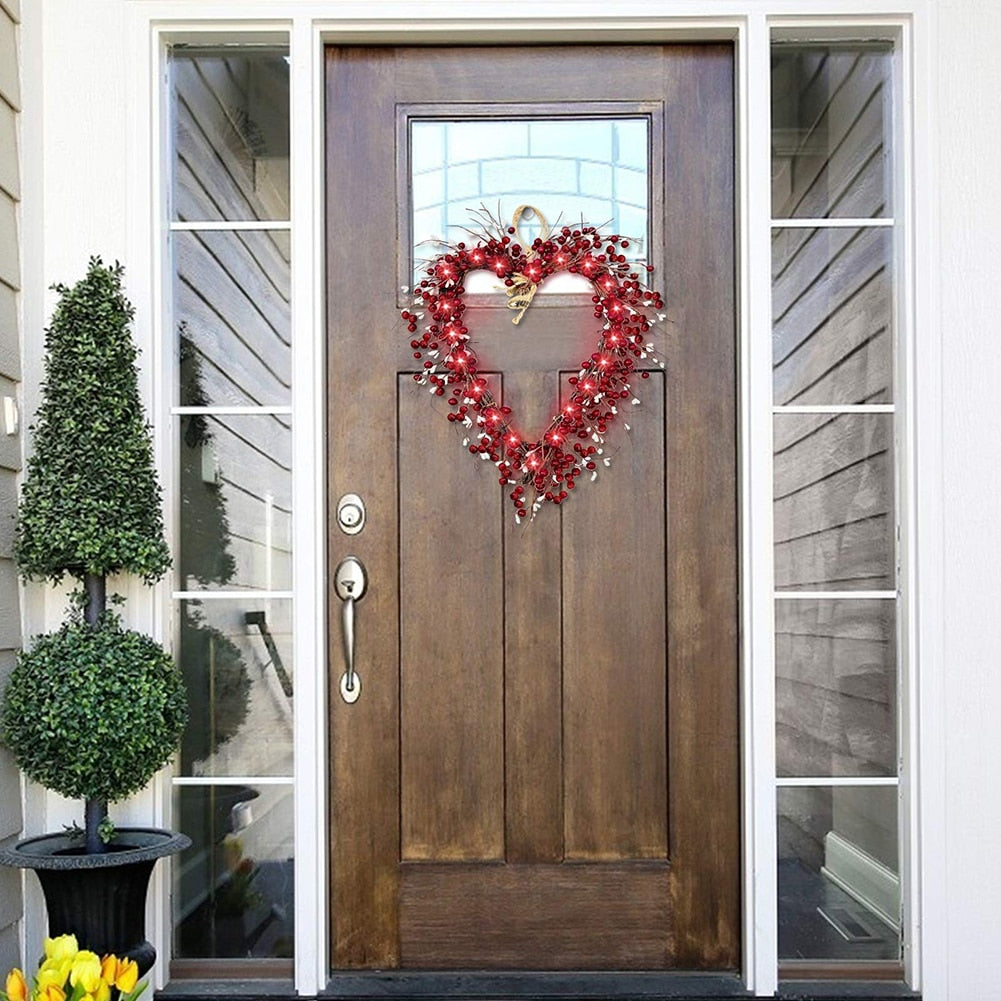 LED Heart Shaped Wreath For Valentines Day
