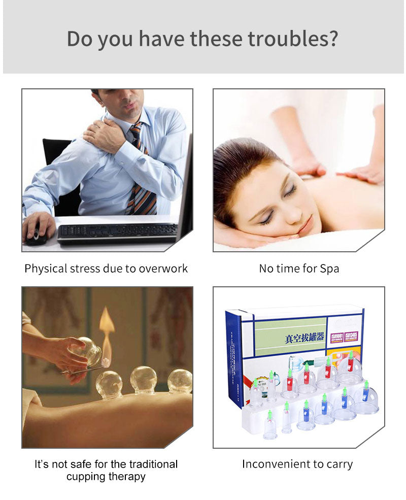 Portable Smart Electric Neck and Back Massager Cupping and Pulse Full Body Massage Relaxation