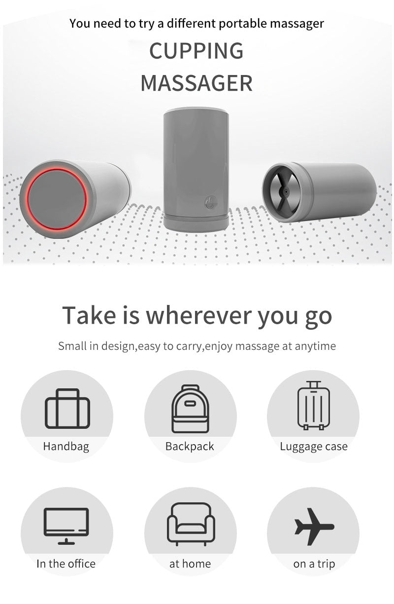 Portable Smart Electric Neck and Back Massager Cupping and Pulse Full Body Massage Relaxation