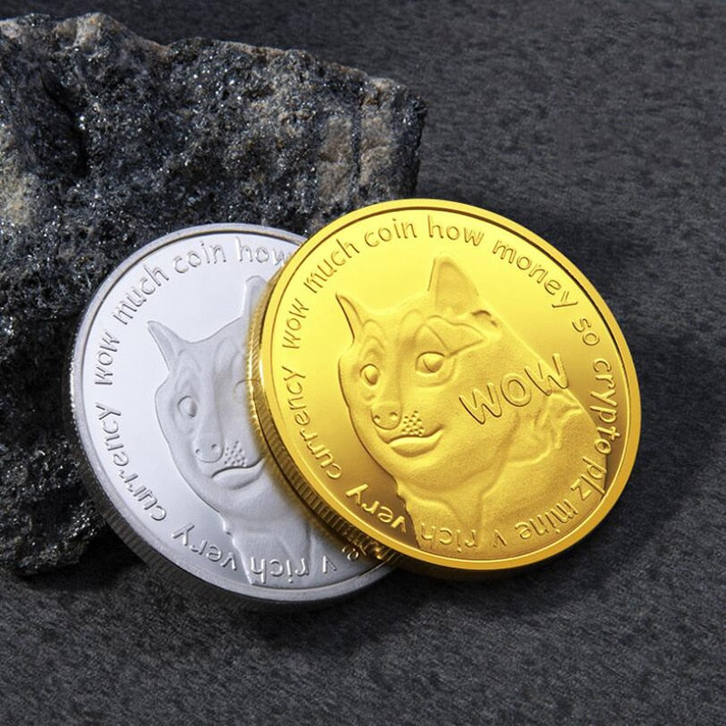 Dogecoin Silver & Gold Plated Metal Coin