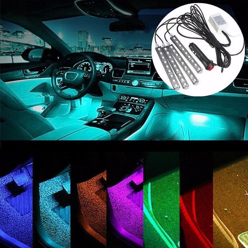 Universal Car Interior RGB LED Lights with Remote Control - Perfenq
