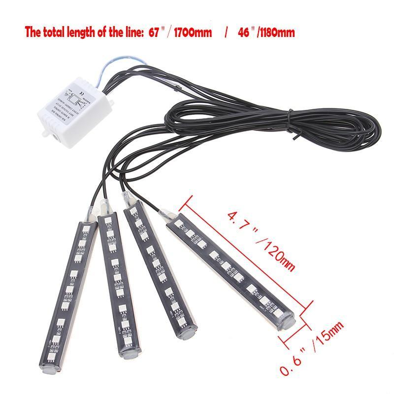 Universal Car Interior RGB LED Lights with Remote Control - Perfenq
