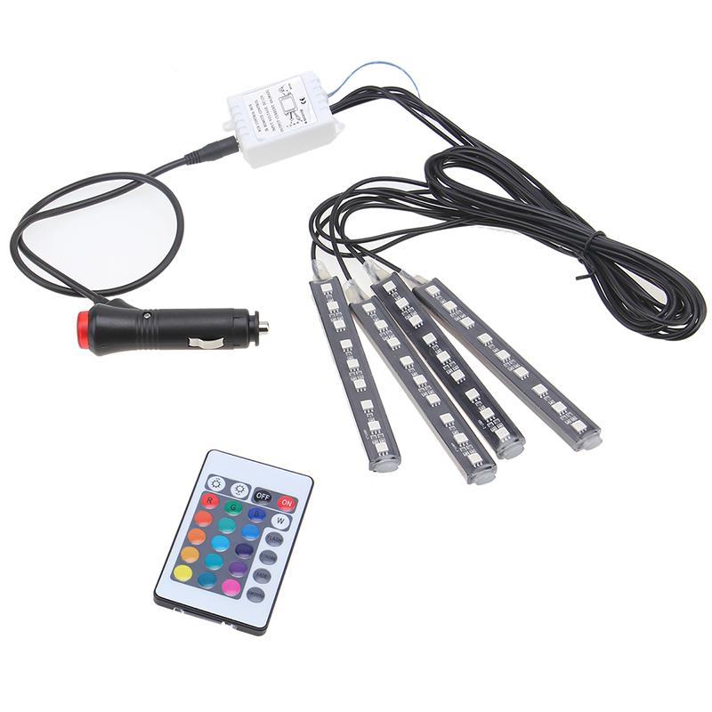 Universal Car Interior RGB LED Lights with Remote Control - Perfenq