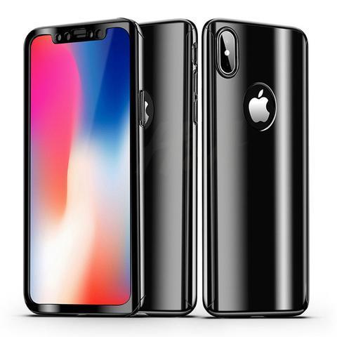 Full 360 Degree Reflective iPhone Case With Tempered Glass - Perfenq