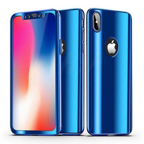 Full 360 Degree Reflective iPhone Case With Tempered Glass - Perfenq