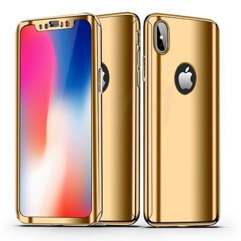Full 360 Degree Reflective iPhone Case With Tempered Glass - Perfenq