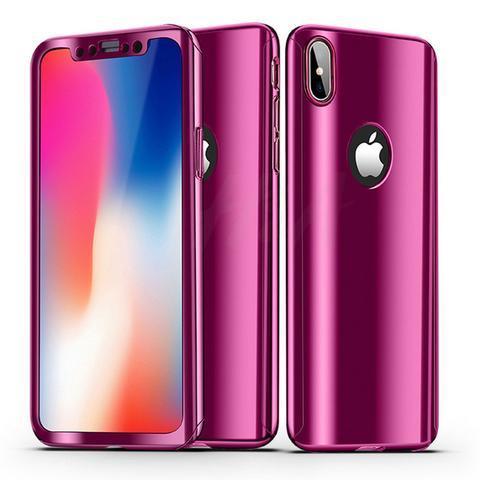 Full 360 Degree Reflective iPhone Case With Tempered Glass - Perfenq