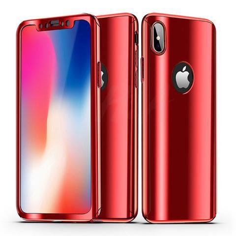Full 360 Degree Reflective iPhone Case With Tempered Glass - Perfenq