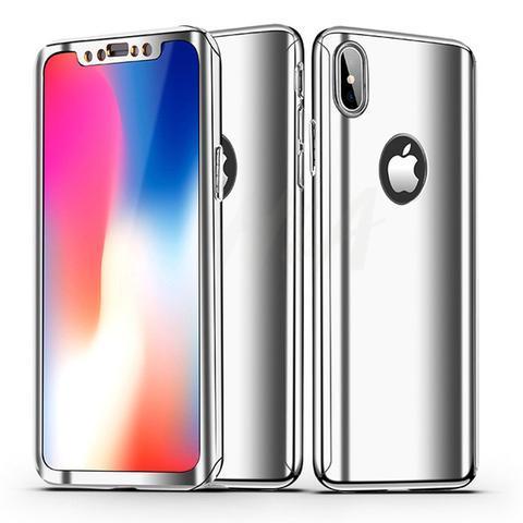 Full 360 Degree Reflective iPhone Case With Tempered Glass - Perfenq